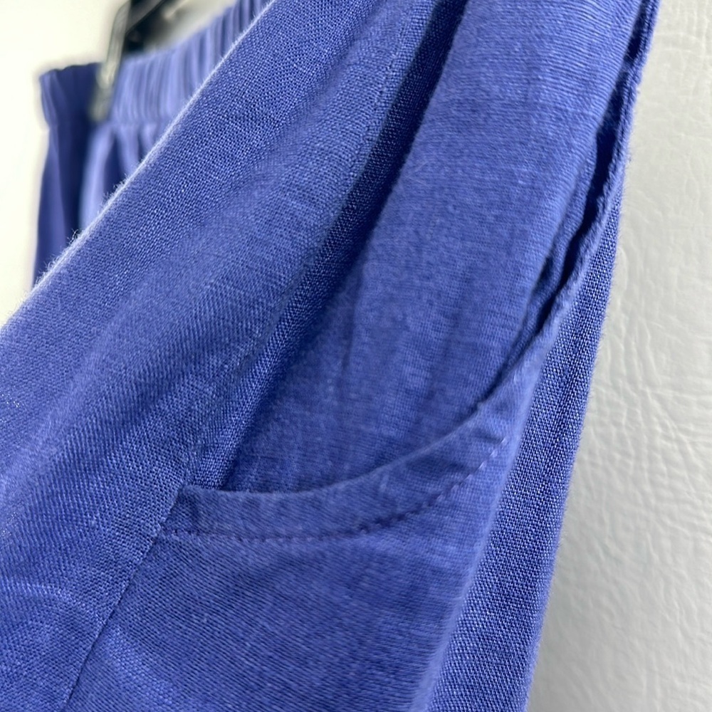 Flax Two-Piece Periwinkle Linen Cropped Wide leg Pantsuit - Picture 7 of 12